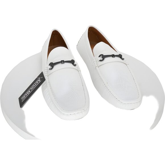 Aston Marc Men's White Bit Driving Loafers Slip-On Comfort Shoes 11M - Picture 1 of 6
